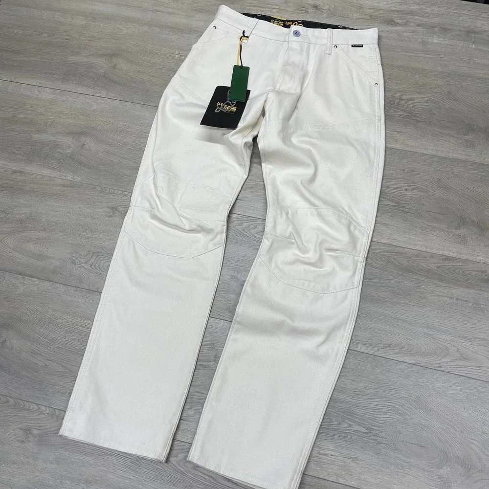 NWT G-Star Raw Elwood 5620 Jean Pants Moto Off White Men Sz 31x32 Duckman